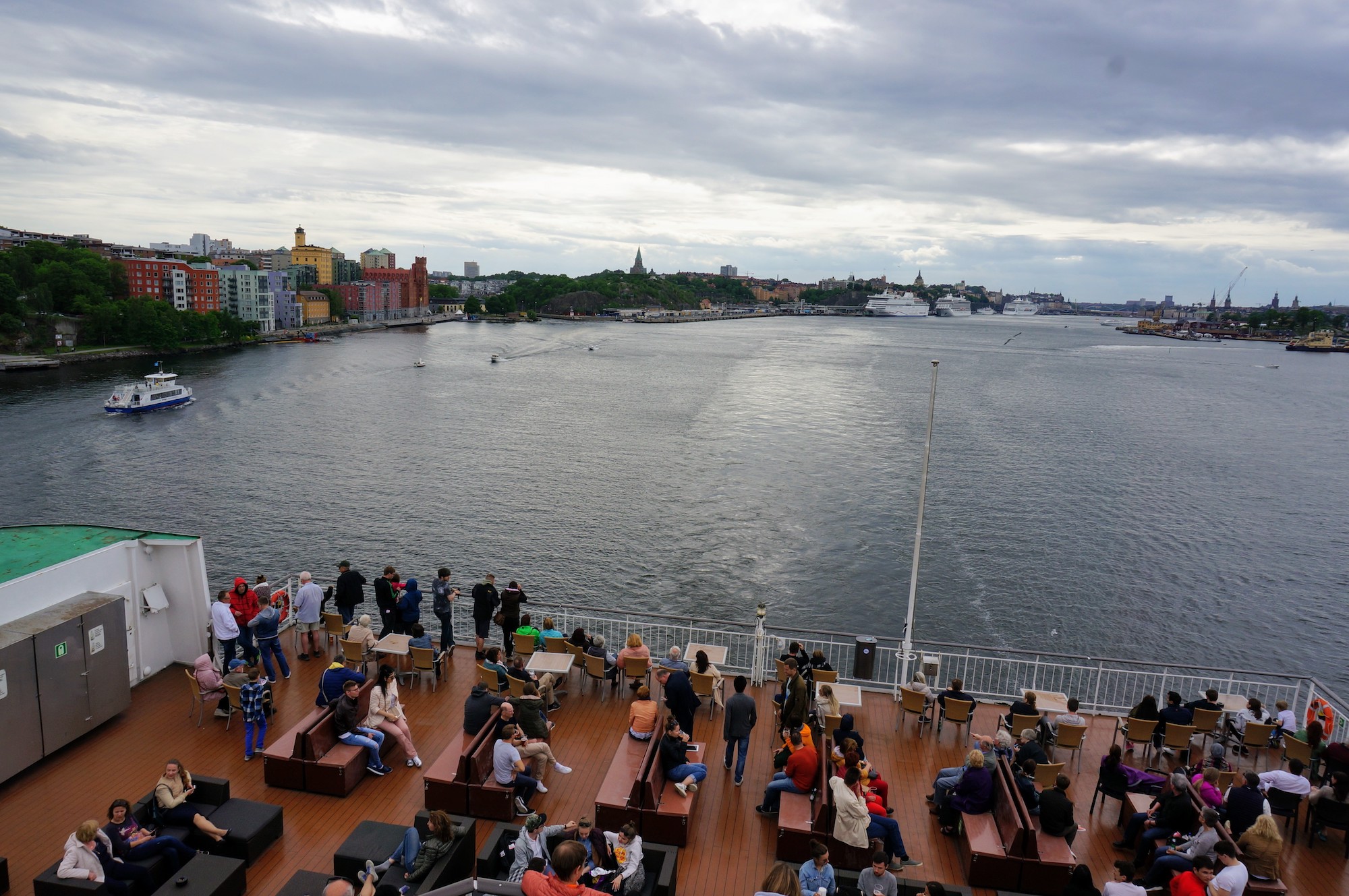 Departing Stockholm aboard a ferry.