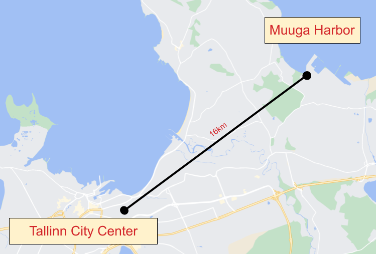 Le port de Muuga est à environ 16 km du centre de Tallinn.